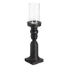 Candleholder Black Wood Crystal 12 x 12 x 55 cm