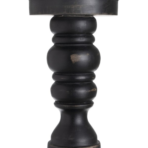 Candleholder Black Wood Crystal 12 x 12 x 55 cm