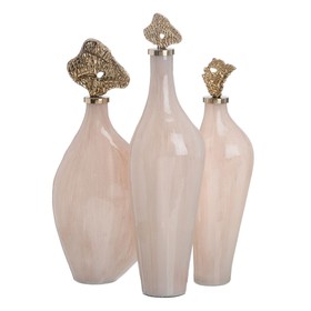 Dekoratīvs pudele Krēmkrāsa Bronza 15 x 12 x 56 cm Dekoratīvie
