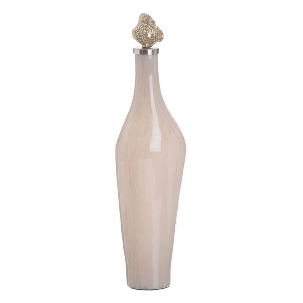 Decorative bottle Cream Golden 15 x 12 x 56 cm Decorative