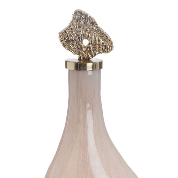 Decorative bottle Cream Golden 15 x 12 x 56 cm Decorative