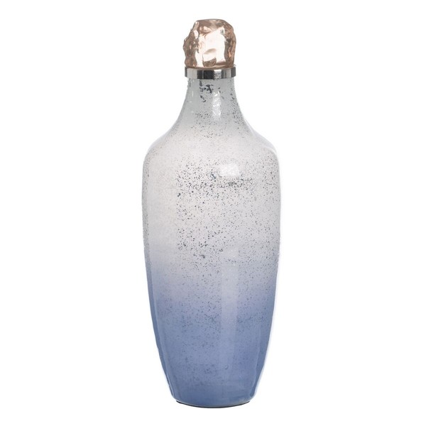 Decorative bottle Blue Silver 16 x 16 x 44 cm Decorative