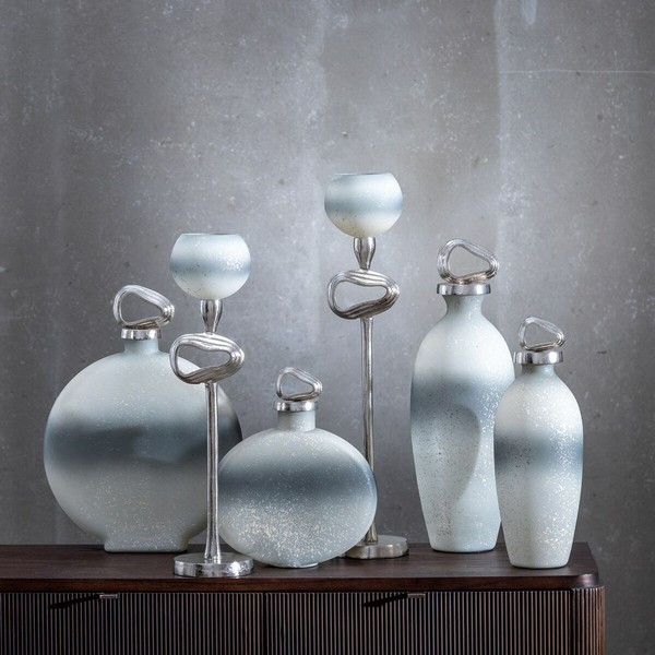 Decorative bottle Grey Silver 12 x 12 x 36 cm Decorative