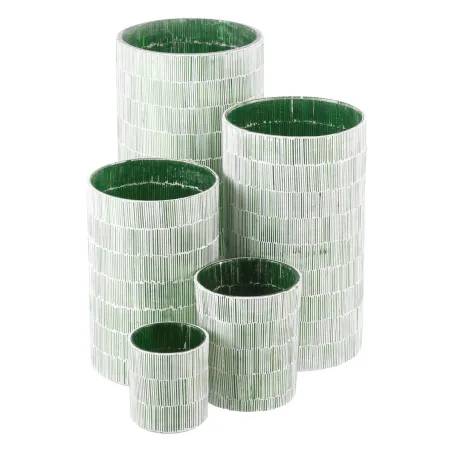 Candleholder Green Crystal Cement 10 x 10 x 13 cm