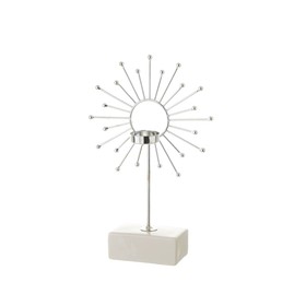 Candleholder White Silver Ceramic Iron 18,4 x 8,4 x 29,1 cm