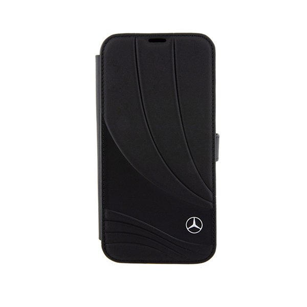 Mercedes Booktype Leather Wave Pattern - iPhone 15 Pro Case (black)