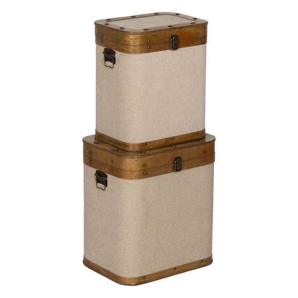 Arkkusetti Ruskea Beige Polyesteri Haapapuu 40 x 30 x 45 cm (2 osaa)