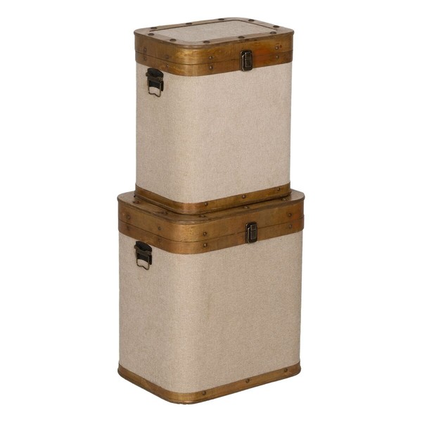 Arkkusetti Ruskea Beige Polyesteri Haapapuu 40 x 30 x 45 cm (2 osaa)