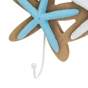 Wall mounted coat hanger Sininen Valkoinen Luonnollinen Metalli Rauta Puu MDF 30 x 5 x 19 cm