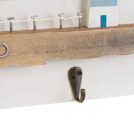 Wall mounted coat hanger Valkoinen Luonnollinen Metalli Rauta Puu MDF 40 x 4 x 18 cm