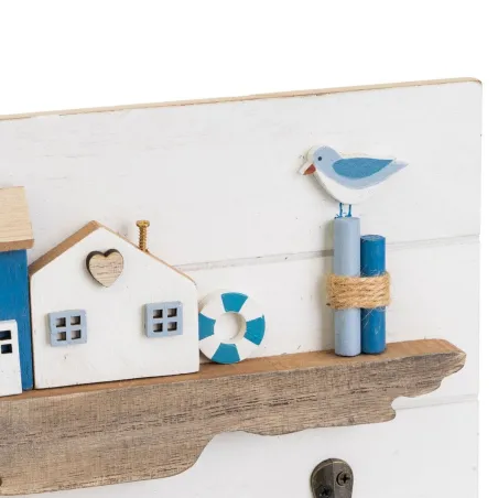 Wall mounted coat hanger Valkoinen Luonnollinen Metalli Rauta Puu MDF 40 x 4 x 18 cm