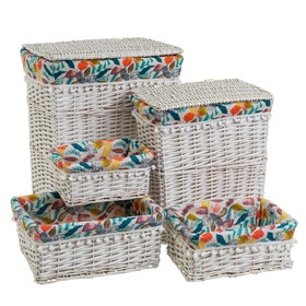 Laundry Basket White wicker 47 x 35 x 55 cm