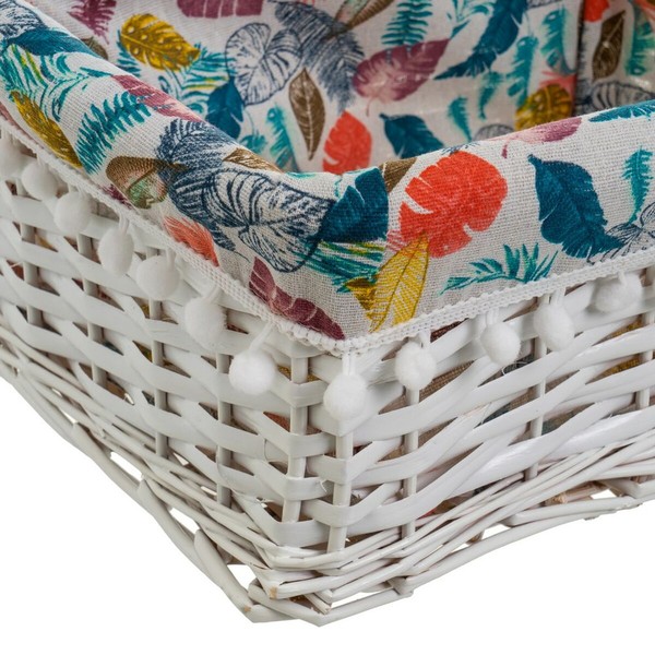 Laundry Basket White wicker 47 x 35 x 55 cm