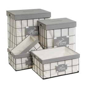 Laundry Basket Grey Polyester Iron MDF Wood 800 ml 2 L 3 L 6 L 1,2 L 42 x 31 x 54 cm