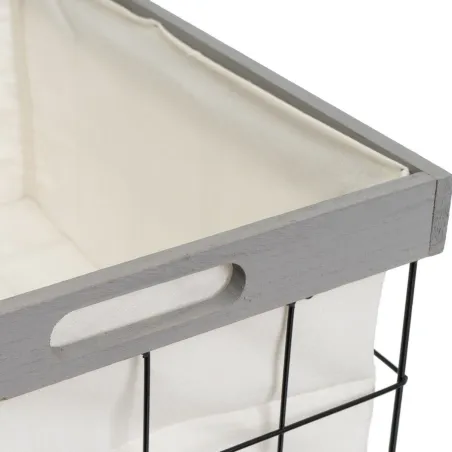 Laundry Basket Grey Polyester Iron MDF Wood 800 ml 2 L 3 L 6 L 1,2 L 42 x 31 x 54 cm