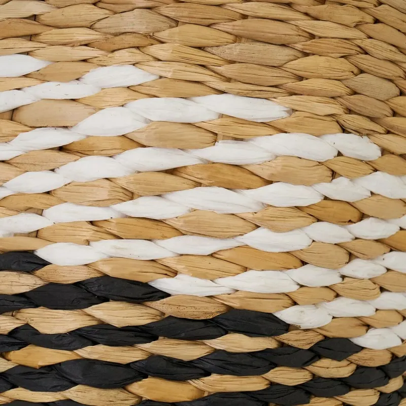Set of Baskets White Black Natural Paper Fibre (2 Units)