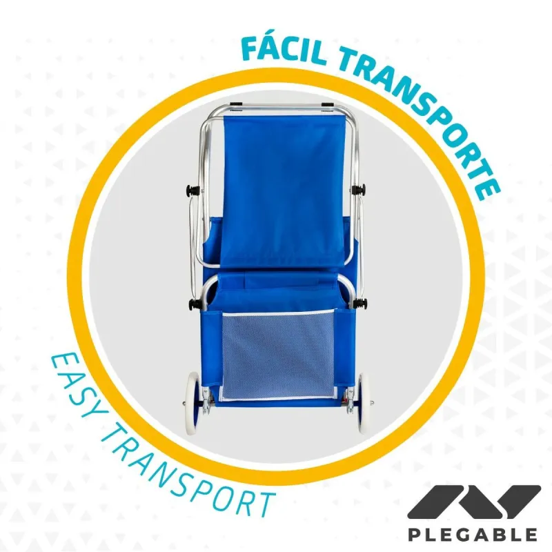Folding Lounger Camping Chair Aktive Blue 62 x 62 x 117 cm Folding cart Awning (2 Units)