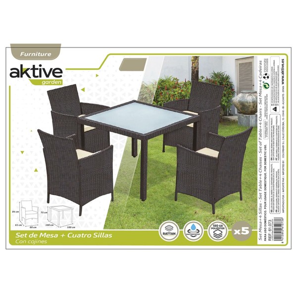 Стол и 4 стула Aktive 100 x 100 x 75 cm