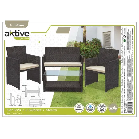 Garden furniture Aktive Rattan Black 4 Pieces