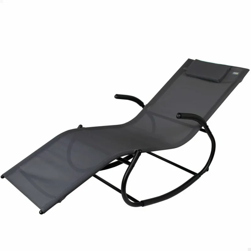 Шезлонг Aktive Melns Tērauds текстилен 172 x 53 x 75 cm
