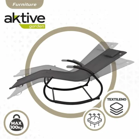 Шезлонг Aktive Melns Tērauds текстилен 172 x 53 x 75 cm