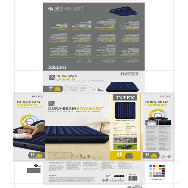 Inflatable Mattress Intex Beam Standard Classic Downy 183 x 25 x 203 cm