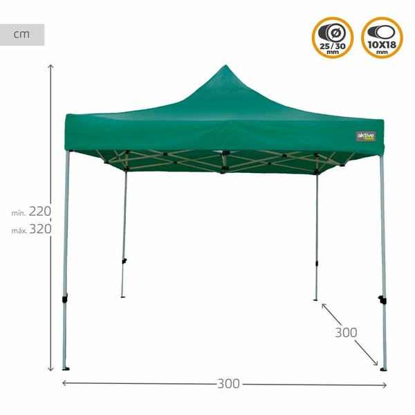 Gazebo Aktive 300 x 300 x 220 cm Green Foldable Adjustable height