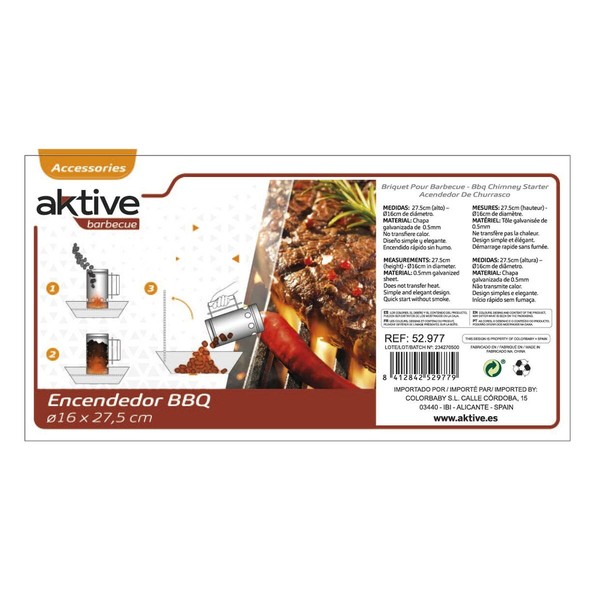 Barbecue Portable Aktive 16 x 27,5 x 16 cm (4 Units)