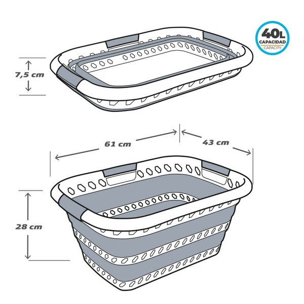 Veļas Grozs Aktive polipropilēns TPR 61 x 7,5 x 43 cm 61 x 28 x 43 cm (4 gb.)