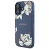 Guess Grained Printed Flower Pattern MagSafe - Case for iPhone 16 (blue)