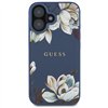 Guess Grained Printed Flower Pattern MagSafe - Case for iPhone 16 (blue)