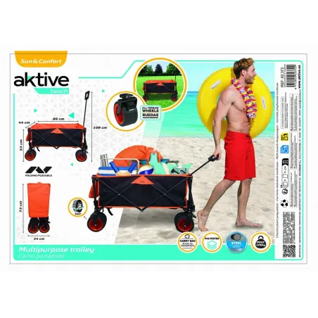 Monikäyttöinen kärry Aktive Oranssi Polyesteri PVC Teräs 86 x 108 x 44 cm Taitettava Ranta