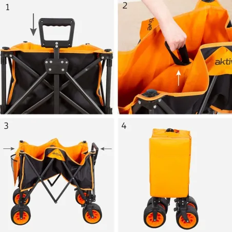 Monikäyttöinen kärry Aktive Oranssi Polyesteri PVC Teräs 86 x 108 x 44 cm Taitettava Ranta