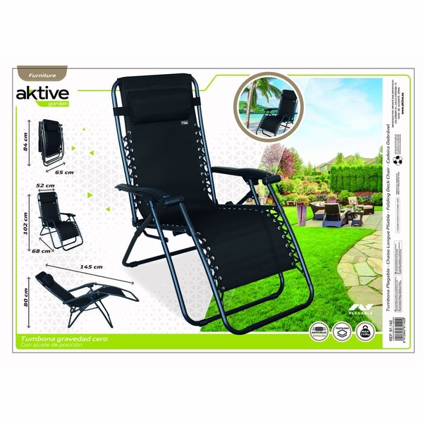 Шезлонг Aktive Melns 52 x 102 x 68 cm