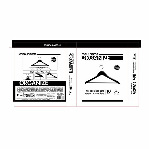 Vaatehengarisetti Max Home Ruskea Puu Teräs 44,5 x 23 x 1 cm 10 Kappaletta (6 osaa)