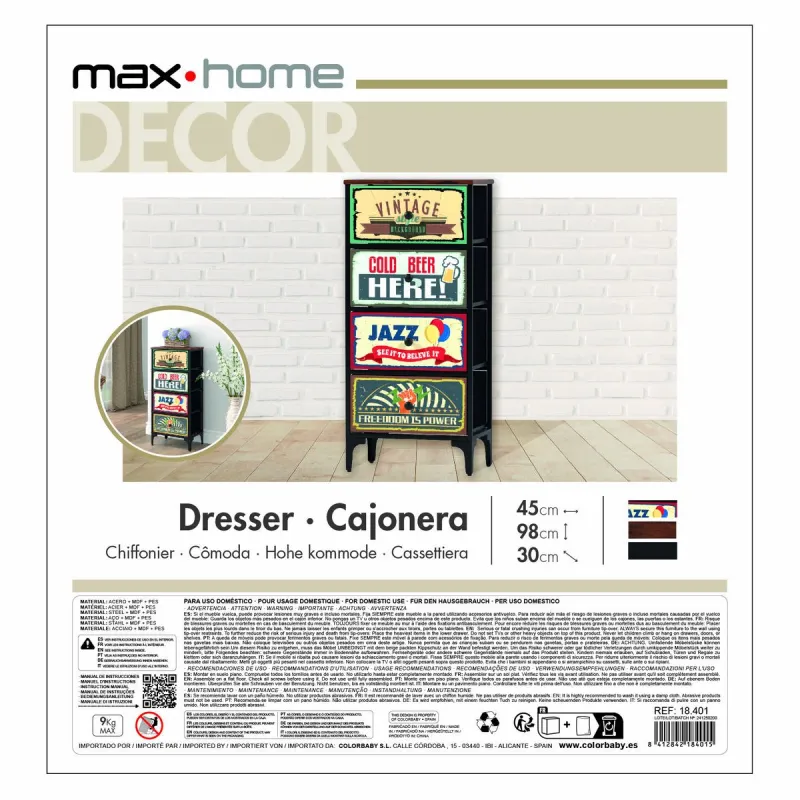 Kumode Max Home Vintage 45 x 98 x 30 cm