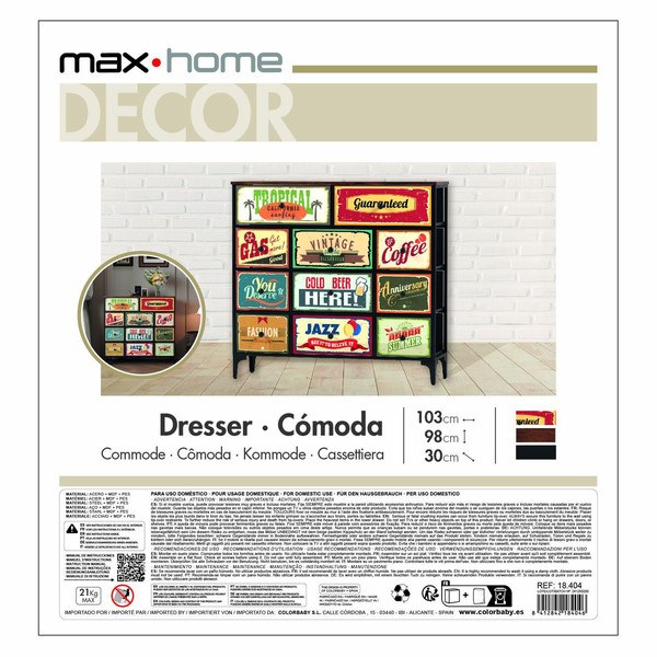 Chest of drawers Max Home Vintage 103 x 98 x 30 cm