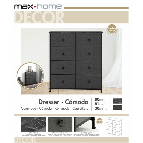Комод Max Home Серый Мрамор 80 x 81 x 30 cm