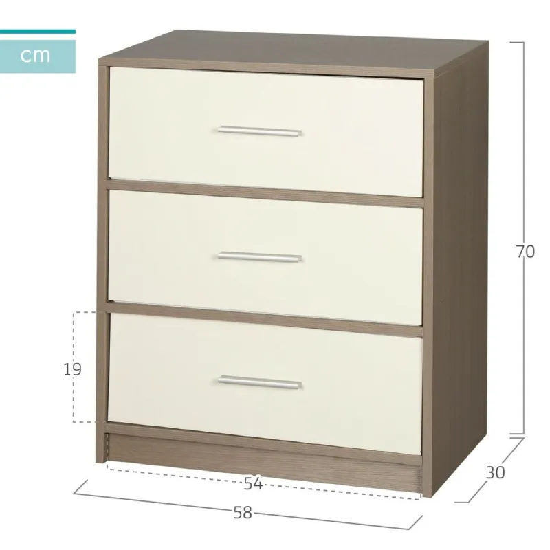 Ночной столик Max Home Белый Серый 58 x 70 x 30 cm