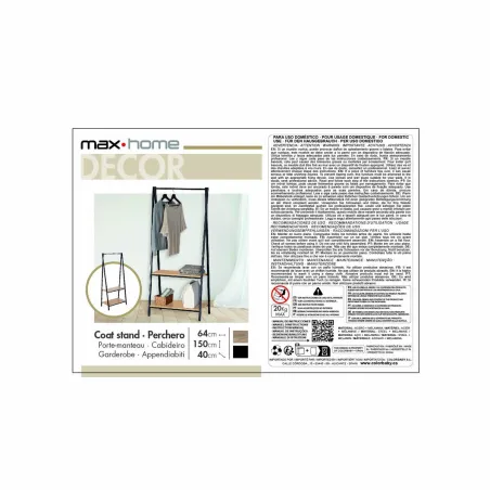 Coat rack with shelf Max Home Steel Melamin Particleboard Minimalist 64 x 150 x 40 cm