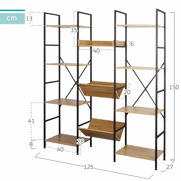 Hyllyt Max Home Teräs Melamiini lastulevy 125 x 150 x 27 cm