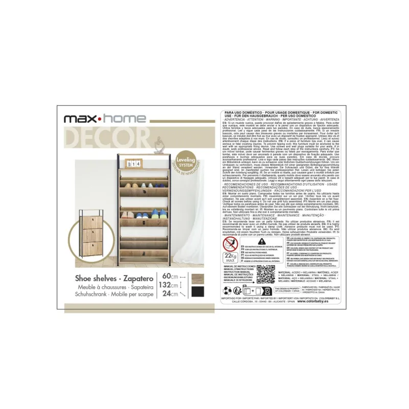 Shoe Rack Max Home 60 x 132 x 24 cm