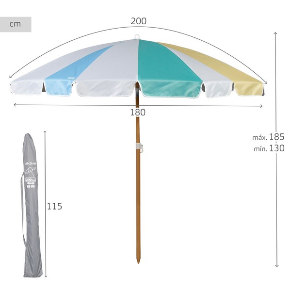 Beach parasol Aktive Ø 200 cm 20 x 185 x 20 cm (6 Units)