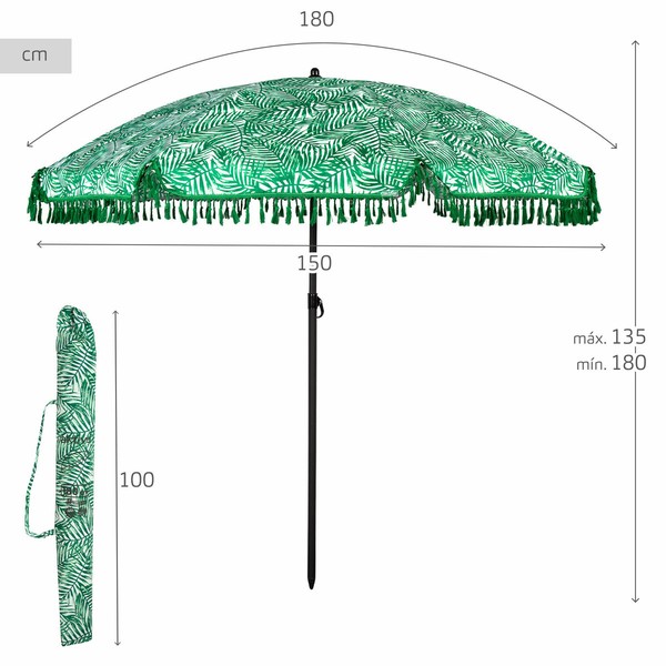 Пляжный зонт Aktive Ø 180 cm 180 x 180 x 180 cm (6 штук)