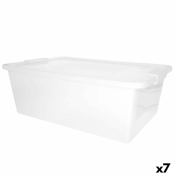 Storage Box with Lid Curver White Plastic 26 L 55 x 19 x 35 cm (7 Units)