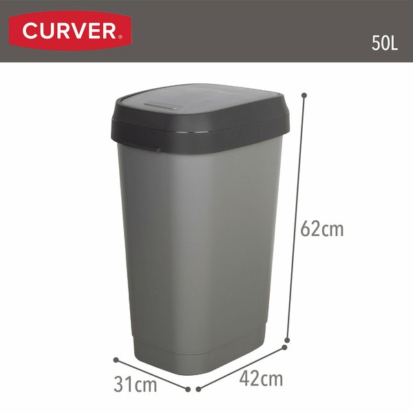 Waste bin Curver Dark grey Plastic 50 L (6 Units)