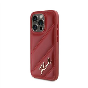 Karl Lagerfeld Diagonal Quilted Script - Case for iPhone 15 Pro Max (Red)