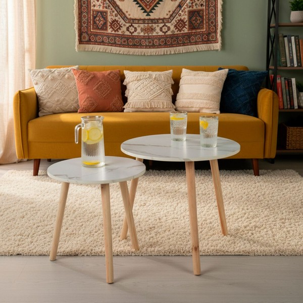 Set of 2 tables Max Home Valkoinen 48 x 45 x 48 cm