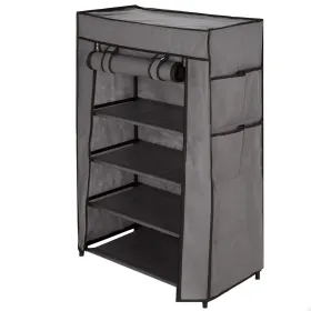 Apavu plaukts Max Home Melns Pelēks Metāls Tekstils 60 X 90 X 30 CM (6 gb.)