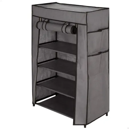Kenkäteline Max Home Musta Harmaa Metalli Teksiili 60 X 90 X 30 CM (6 osaa)